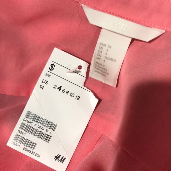 H&M sheer pink coral sleeveless button down top - Picture 3 of 5
